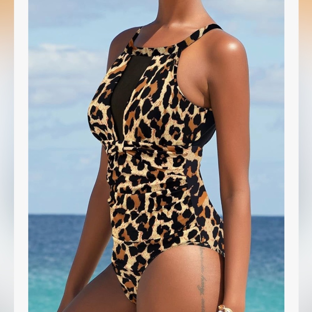 NEW Women's One Piece Swimsuit xxl 2x Leopard Animal Print - Picture 5 of 10
